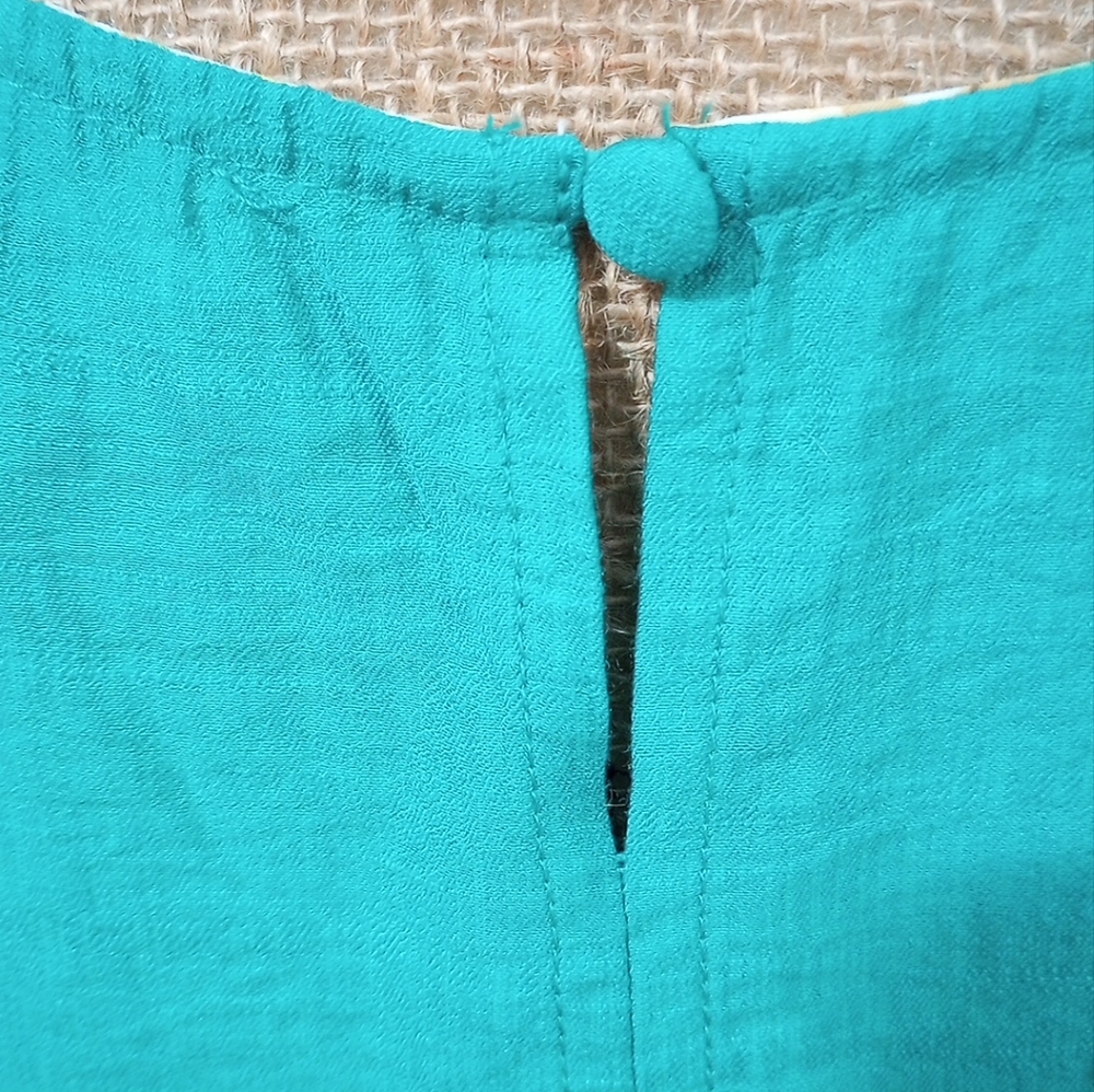 NWT Umgee Turquoise Boho Smocked Mini Dress • Flutter Sleeves • Size M - Picture 3 of 9
